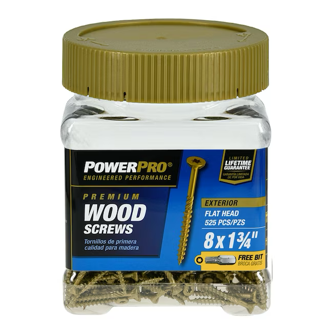 Tornillos epoxi para madera exterior Power Pro #8 x 1-3/4 pulgadas (525 por caja)