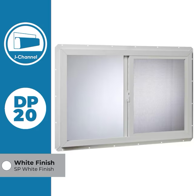 RELIABILT Serie 14500 Jamba de 47-3/4 pulgadas x 47-3/4 pulgadas x 2-29/32 pulgadas Ventana corrediza blanca de vinilo operable por la izquierda Media pantalla incluida