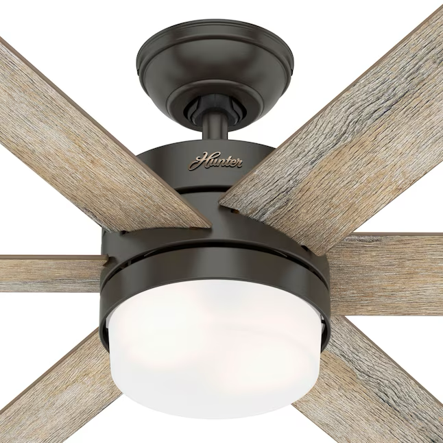 Hunter Kempton Park Ventilador de techo interior de bronce noble de 54 pulgadas con luz y control remoto (6 aspas)