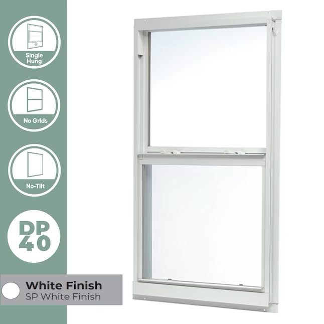 RELIABILT Serie 46000 Nueva construcción Jamba de 35-1/2 pulgadas x 51-1/2 pulgadas x 2-5/8 pulgadas Ventana de baja emisividad de aluminio blanco Media pantalla incluida