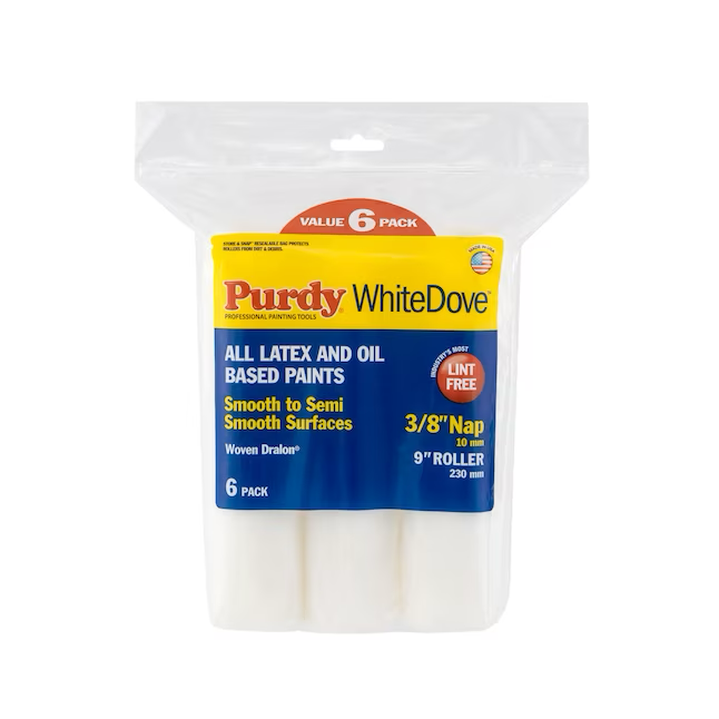 Purdy WhiteDove Farbroller-Abdeckung aus gewebter Acrylfaser, 9 x 3/8 Zoll, im 6er-Pack 