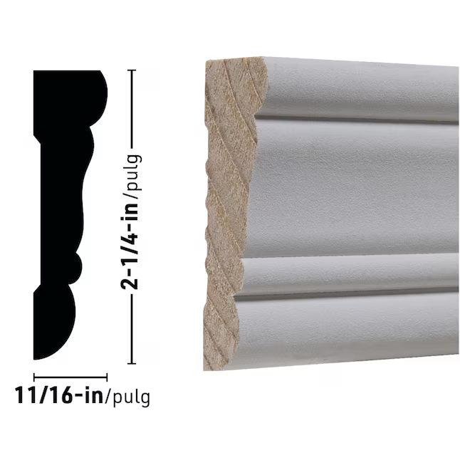 RELIABILT Carcasa de pino imprimado 3100 de 11/16 x 2-1/4 x 7 pies