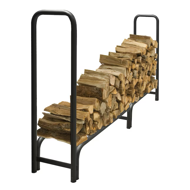 Estante para leña Pleasant Hearth de acero, media cuerda, 49 pulgadas x 13.5 pulgadas x 96 pulgadas