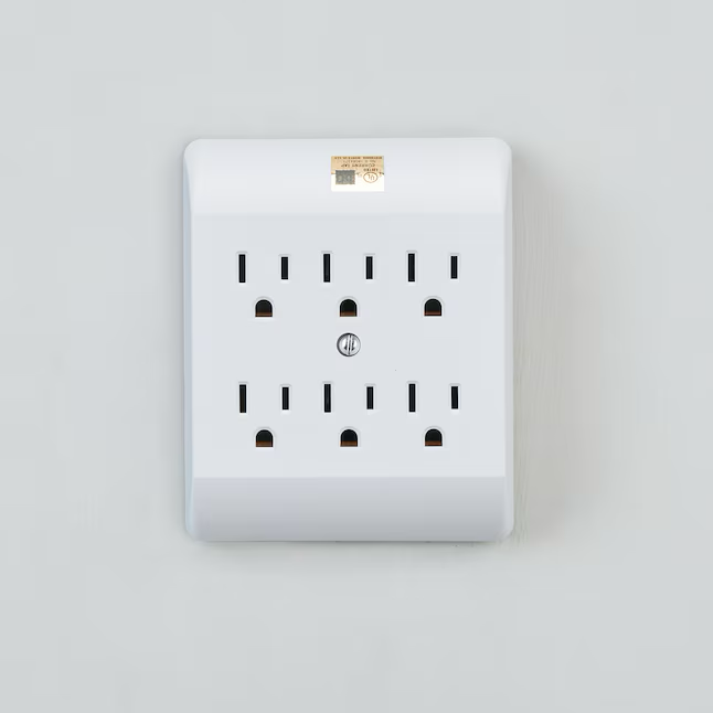 Projektquellenadapter 15 Ampere 3-adrige Erdung Duplex auf sechs weiße Basisstandardadapter