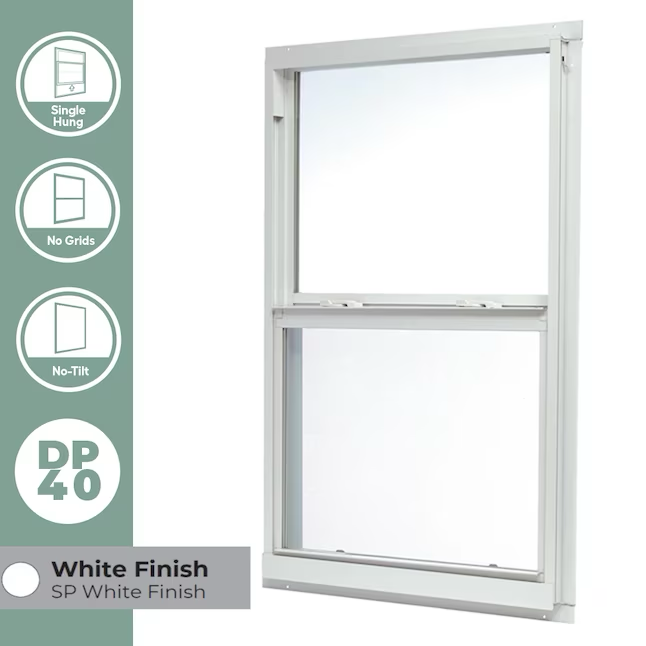 RELIABILT Serie 46000 Nueva construcción Jamba de 35-1/2 pulgadas x 47-1/2 pulgadas x 2-5/8 pulgadas Ventana de baja emisividad de aluminio blanco Media pantalla incluida