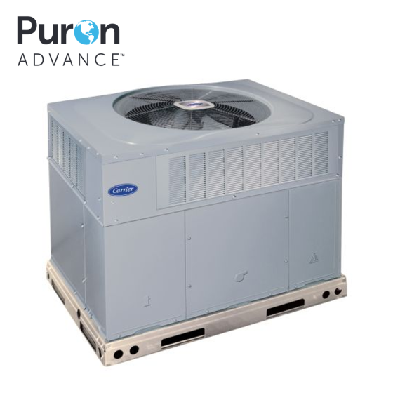 Carrier Comfort™ 3 Ton R454B, paquete RTU, calefacción a gas/refrigeración eléctrica, etapa única, 60 000 BTU, bajo NOx, 208/3