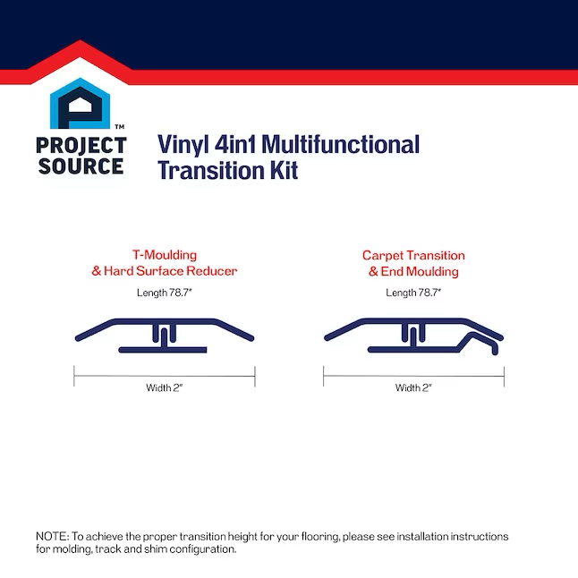 Project Source Faded 0.23-in T x 2-in W x 78.7-in L Vinyl 4-in-1 Floor Moulding