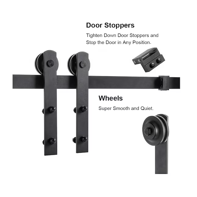 RELIABILT Kit de herrajes para puerta de granero con correa en I para interior en negro mate de 78 pulgadas