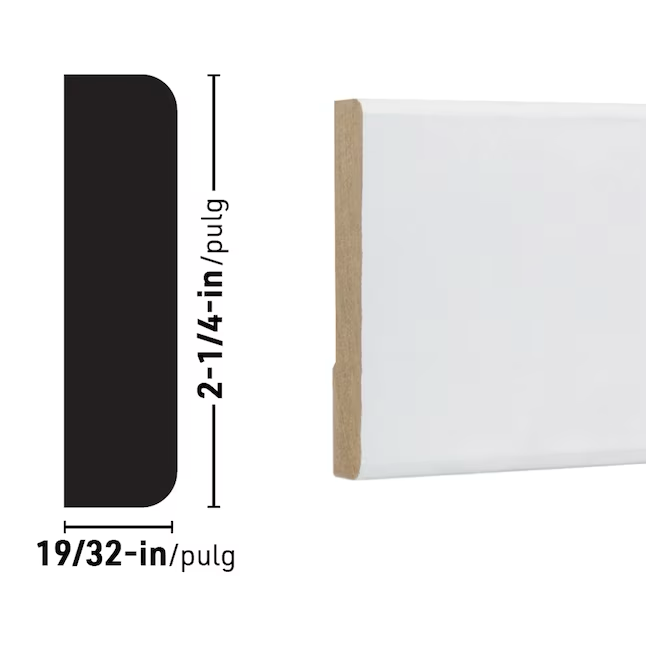 RELIABILT Carcasa de MDF 433 imprimada de 9/16 x 3-1/4 x 8 pies