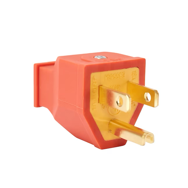 Project Source 15 Ampere 125 Volt NEMA 5-15p 3-adriger Erdungsstecker für allgemeine Anwendungen, gerader Stecker, orange