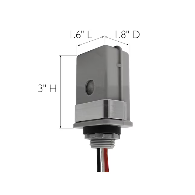 Design House Gray Motion & Light Sensor Adapter | 1800-Watt Stem Mount Outdoor Light Control with Photocell