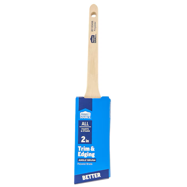Project Source Better All Paints and Stains Pincel de pintura angular de poliéster reutilizable de 2 pulgadas (pincel recortador)