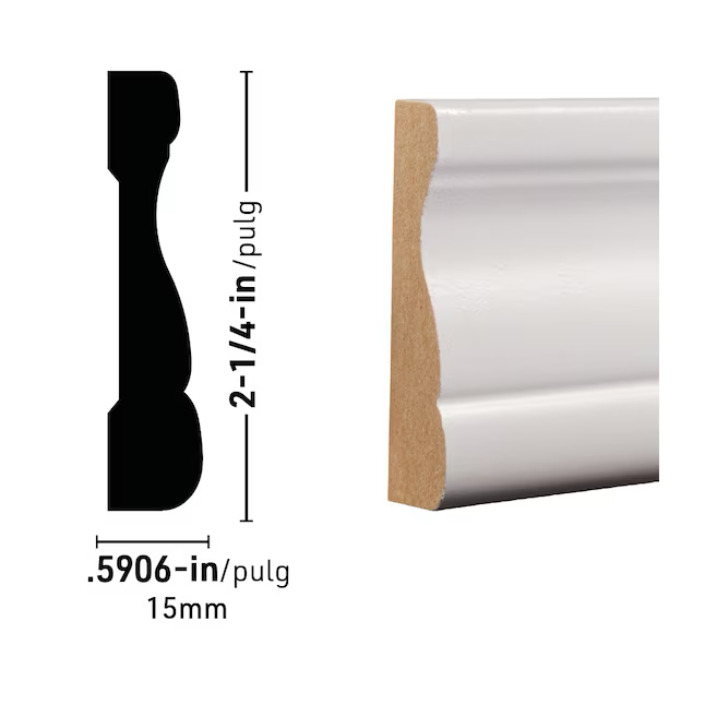 RELIABILT Carcasa de MDF C214 Acol pintada de 9/16 pulgadas x 2-1/4 pulgadas x 7 pies
