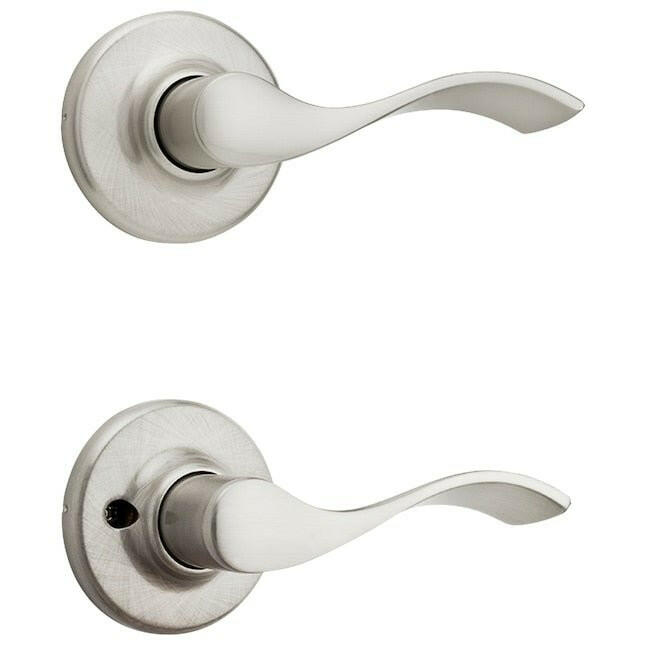 Kwikset Security Balboa manija de puerta de paso universal de níquel satinado