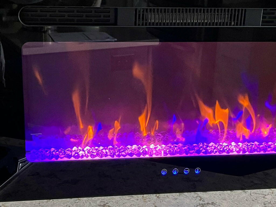 30 Zoll Elektrischer Kamin mit flacher Front und Kristallen - W914-30FT