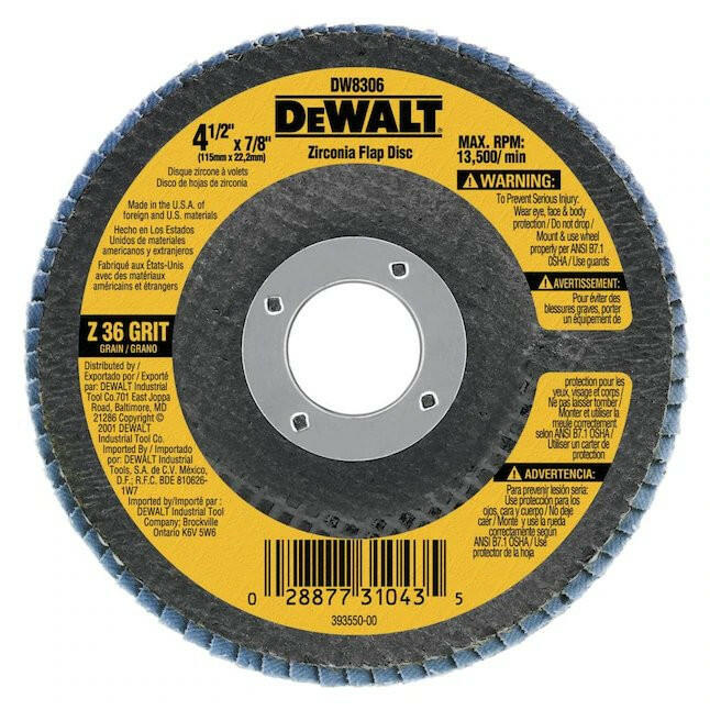 Disco de láminas de circonio de grano 36 de 4,5 pulgadas DeWalt