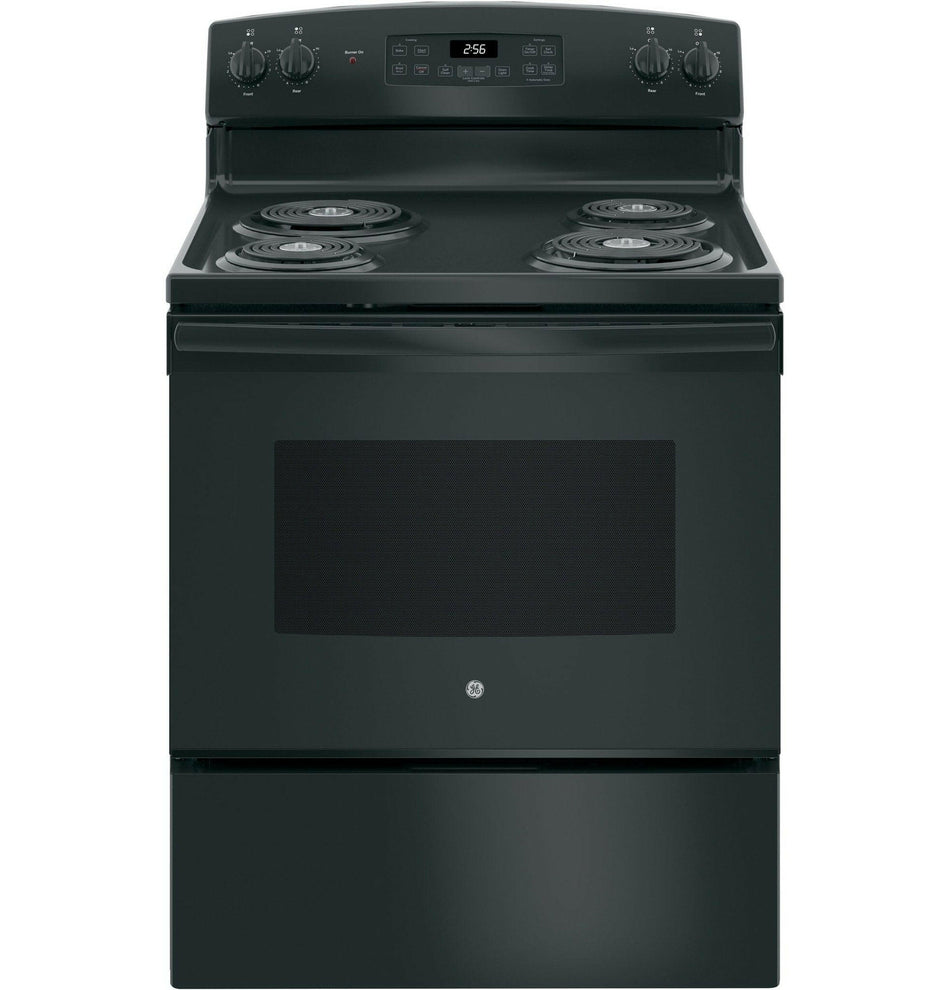 GE 30-Zoll 4 Elemente 5-cuft selbstreinigender freistehender Elektroherd (Schwarz)