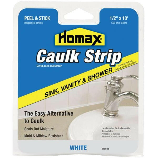 Homax Sink, Vanity & Shower, White Caulk Strip - 1/2 in. x 10-Ft