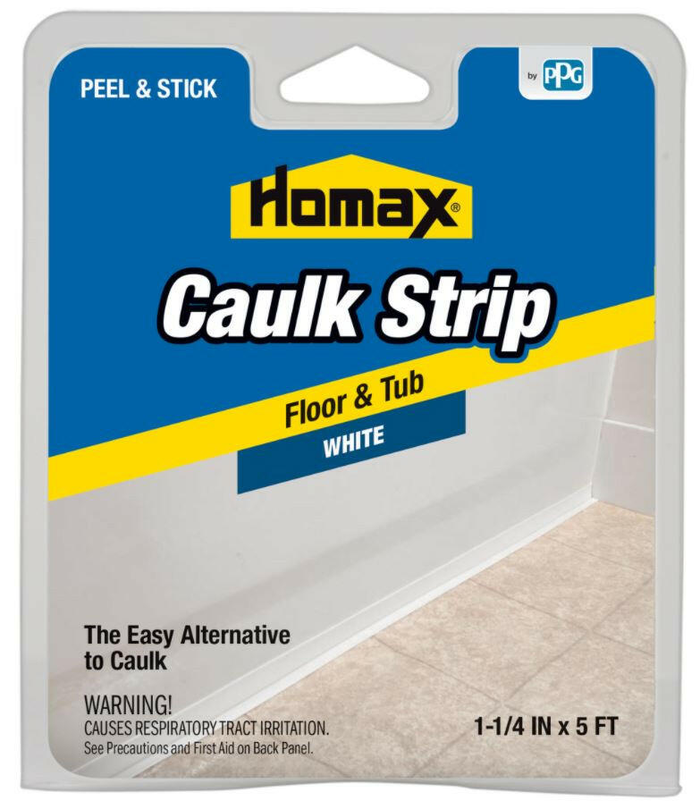 Homax Foor & Tub caulk Strip, White - 1-1/4 in. x 5-Ft
