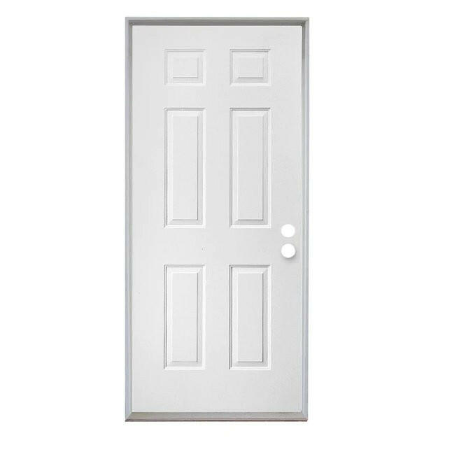 American Building Supply  36-in x 80-in Steel Right-Hand Inswing Primed Prehung Single Front Door Insulating Core