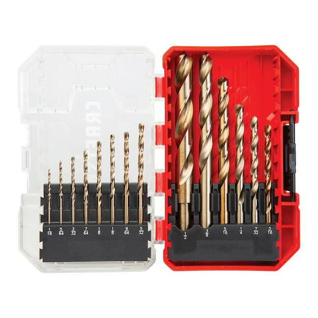 CRAFTSMAN Juego de brocas helicoidales con revestimiento de óxido de oro surtido de 14 piezas