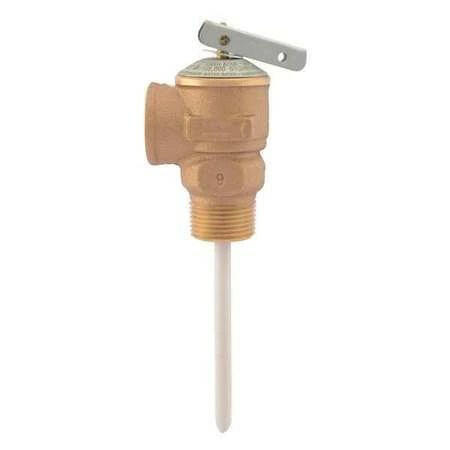 Cash Acme 15836-0150 NCLX Combination Temperature and Pressure Relief Valve, 3/4 in, MNPTxFNPT, 150 psi, Cast Bronze Body