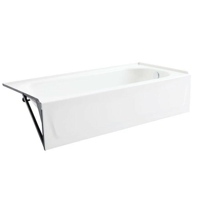 Mansfield Pro-Fit Steel 30 Zoll B x 60 Zoll L weiße porzellanemaillierte Stahl-Nischenbadewanne mit rechtem Abfluss