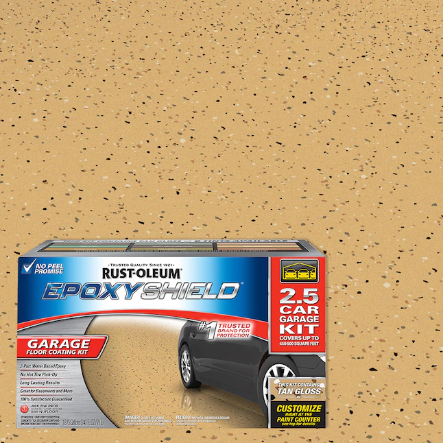 Rust-Oleum EpoxyShield Kit de pintura para pisos de garaje y concreto bronceado brillante de 2 partes (Kit)