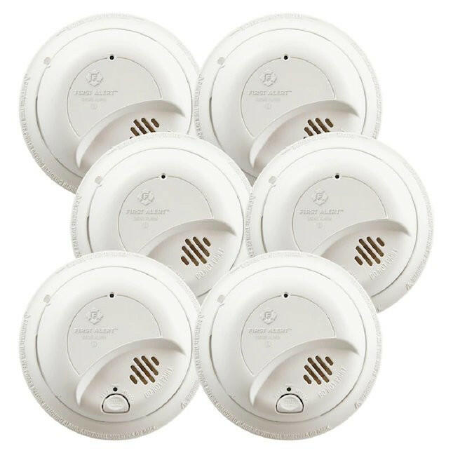 BRK First Alert Hardwired 120V with Battery Back-Up Smoke Detector - 6-Pack
