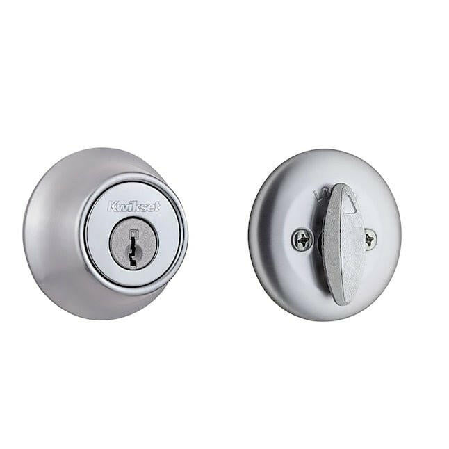 Kwikset Security 660 Deadbolt Series Cerrojo de un solo cilindro en cromo satinado