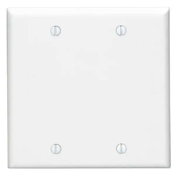 Two Gang Blank Wall Plate - White, Standard