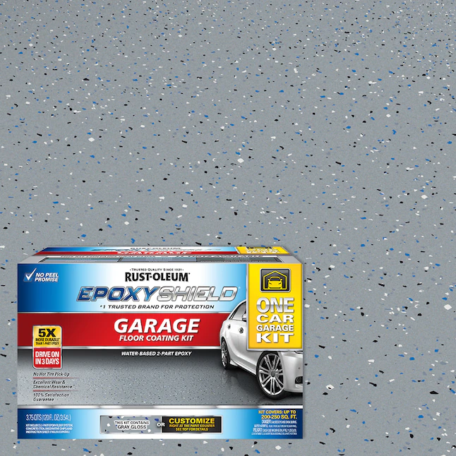 Rust-Oleum EpoxyShield 2-teiliges grau glänzendes Farbset für Beton und Garagenböden (Kit)