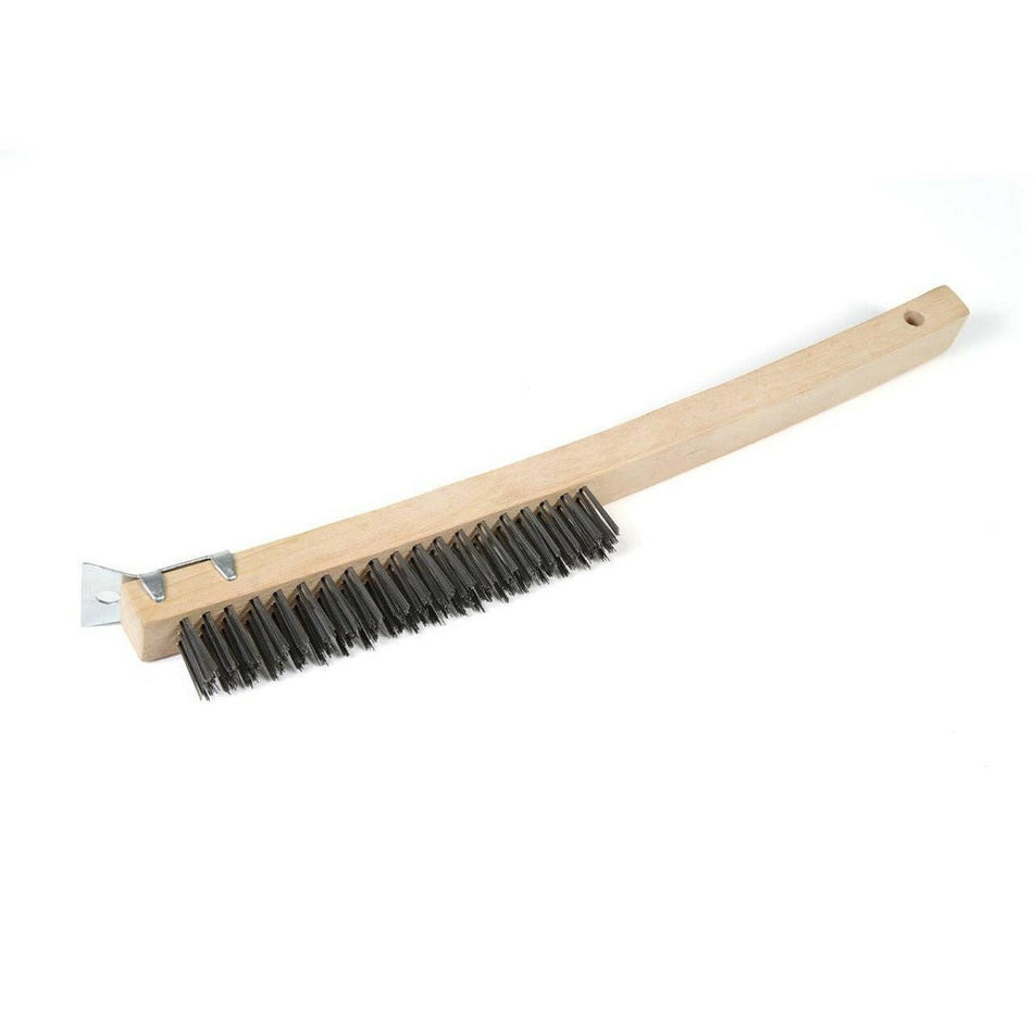 Cepillo de alambre SABER SELECT de 14 pulg. con mango de madera y raspador (acero al carbono)