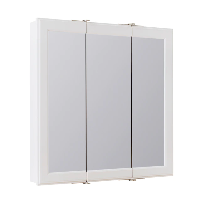 Project Source Gabinete de medicamentos cuadrado con espejo blanco de montaje en superficie de 24.25 x 24 pulgadas