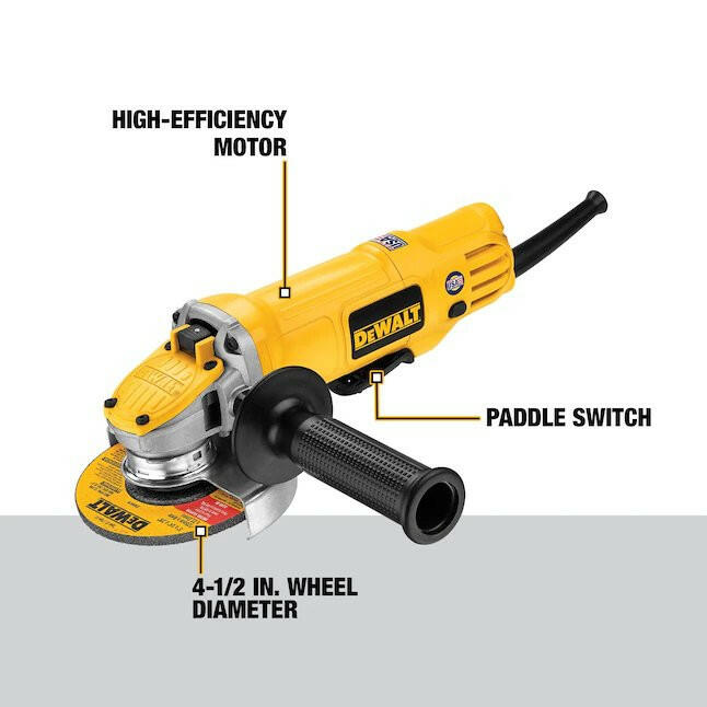 Amoladora angular con cable con interruptor de paleta DeWalt de 4,5 amperios