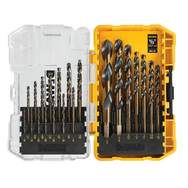 Juego de brocas helicoidales Hss con revestimiento negro y dorado surtido de 21 piezas DeWalt