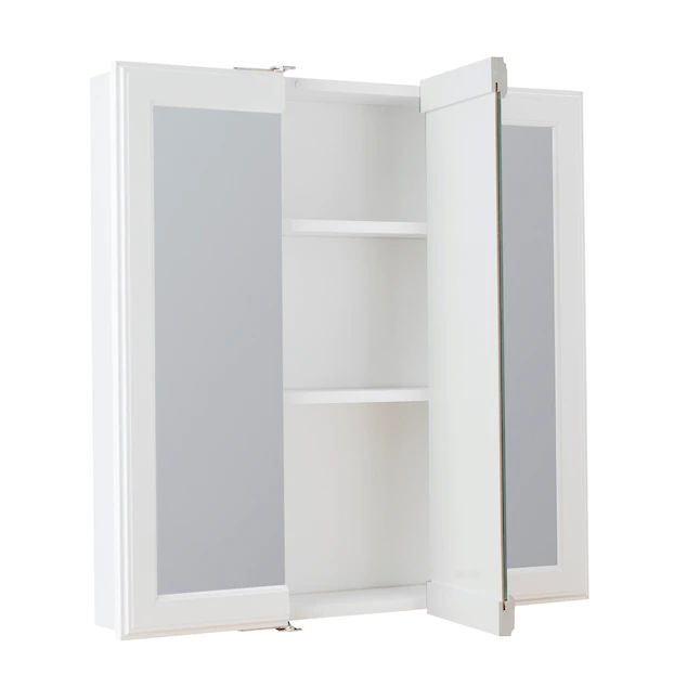 Project Source Gabinete de medicamentos cuadrado con espejo blanco de montaje en superficie de 24.25 x 24 pulgadas