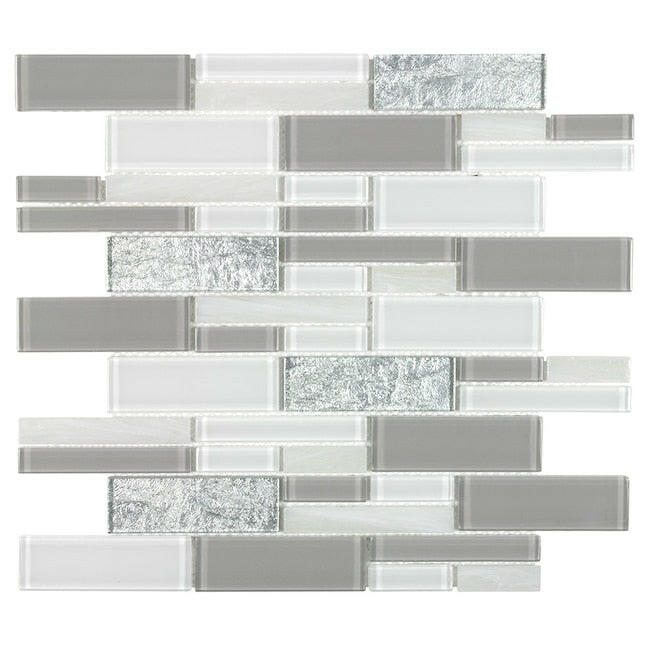 Elida Ceramica Silver Symphony 12-in x 12-in Glossy Glass Linear Wall Tile (Case of 12)