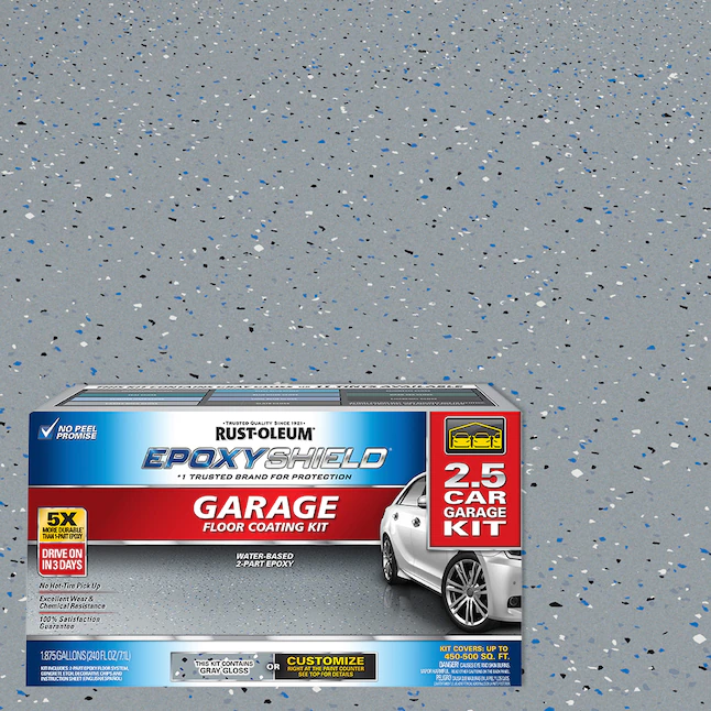 Rust-Oleum EpoxyShield 2-teiliges grau glänzendes Farbset für Beton und Garagenböden (Kit)