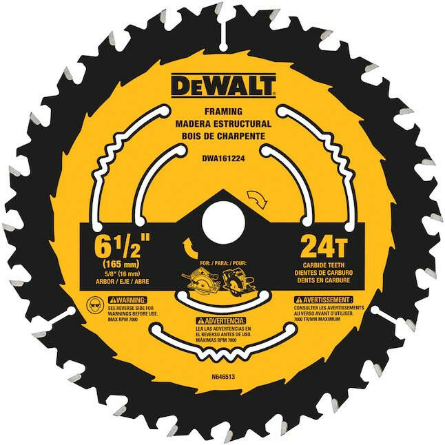 DeWalt 6-1/2-in 24-Tooth Rough Finish Tungsten Carbide-tipped Steel Circular Saw Blade