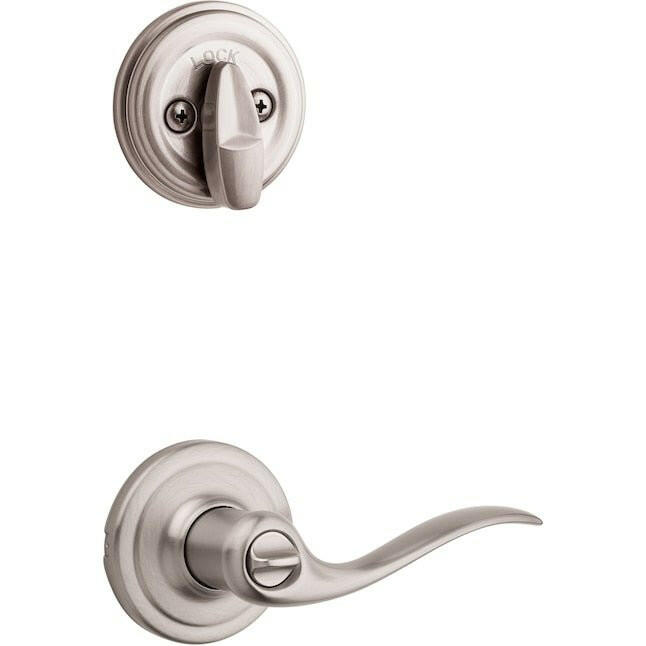 Kwikset Signatures Tustin Satin Nickel Smartkey Cerrojo de seguridad de un solo cilindro Manija de puerta de entrada con llave universal Paquete combinado