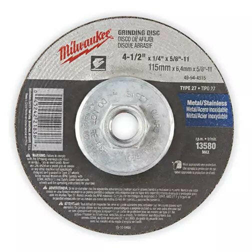 Muela abrasiva Milwaukee de 4-1/2" 