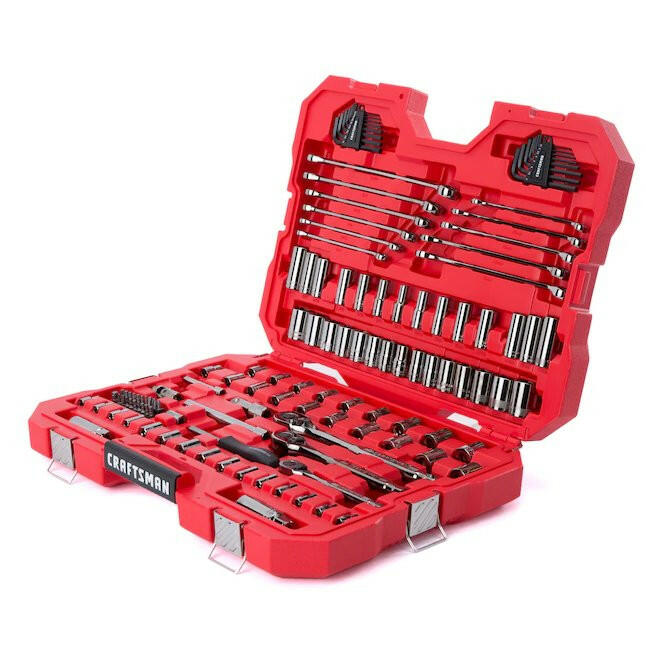 CRAFTSMAN  121-Piece Standard (SAE) and Metric Combination Gunmetal Chrome Mechanics Tool Set (1/4-in; 3/8-in; 1/2-in; 1-in) with Hard Case
