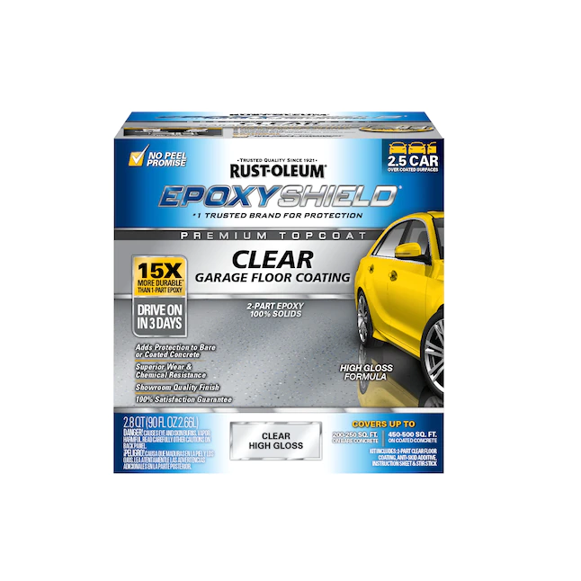 Rust-Oleum EpoxyShield 2-teiliges, klares Hochglanz-Beton- und Garagenboden-Farbset (Kit)