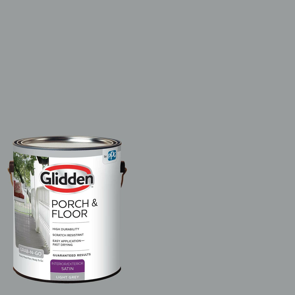 Glidden 3034F Porch & Floor Interior/Exterior Satin Paint (Light Gray, 1-Gallon)