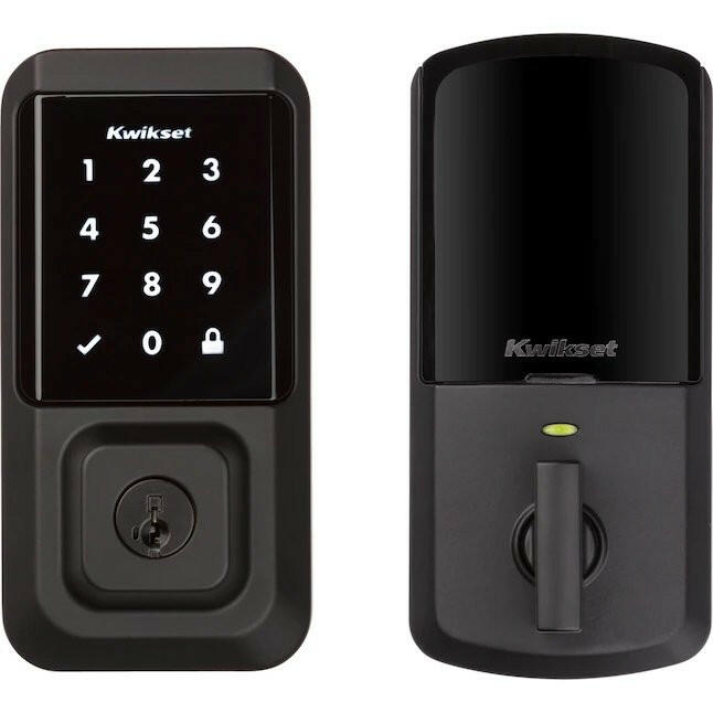 Kwikset Halo Mattschwarz, Wi-Fi-Kompatibilität, Einzelzylinder-Smartkey, elektronischer Riegel, beleuchtete Tastatur, Touchscreen-Smart-Schloss