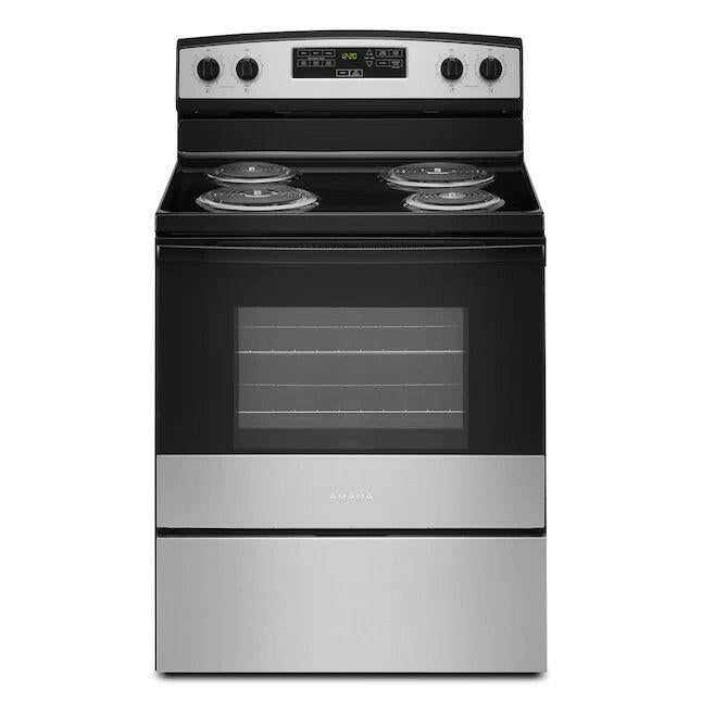 Amana 30-Zoll 4 Elemente 4,8 cu ft freistehender Elektroherd (Edelstahl)
