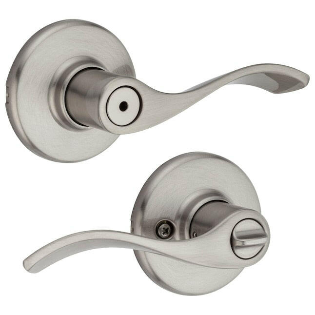 Kwikset Security Balboa manija de puerta de privacidad universal de níquel satinado
