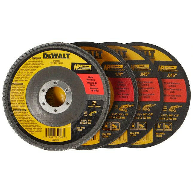 Paquete de 4 muelas abrasivas de circonio de grano 4,5 DeWalt
