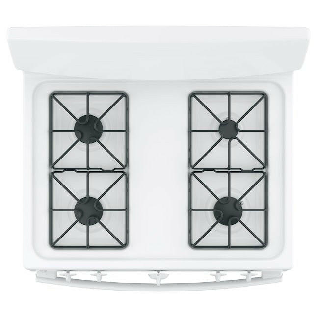 Cocina a gas GE de 30 pulgadas, 4 quemadores y 4,8 pies cúbicos (blanca)